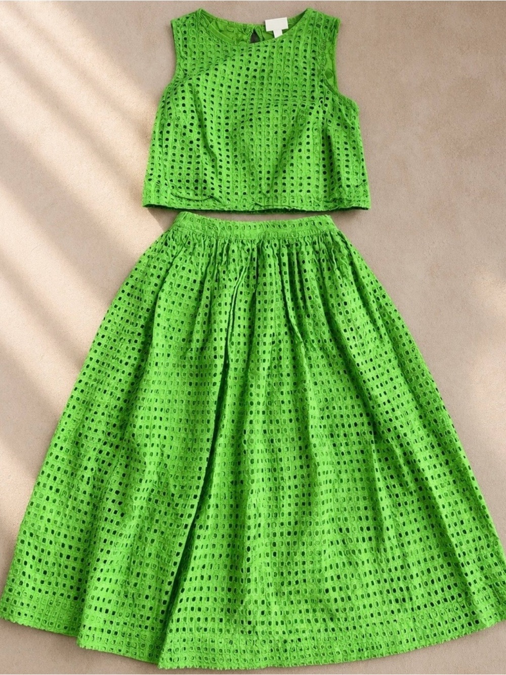 kate spade Bright Lime Green Eyelet Two-Piece Dress Set